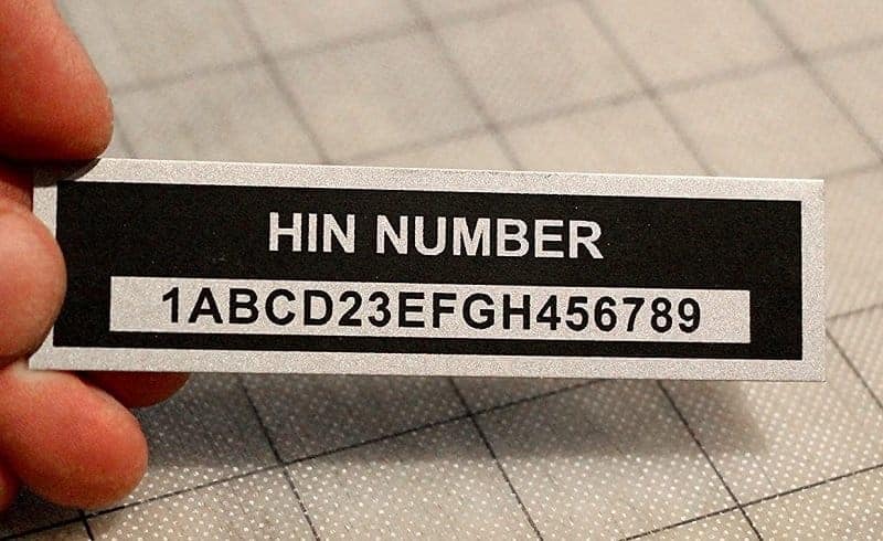 HIN Boat Number Plate