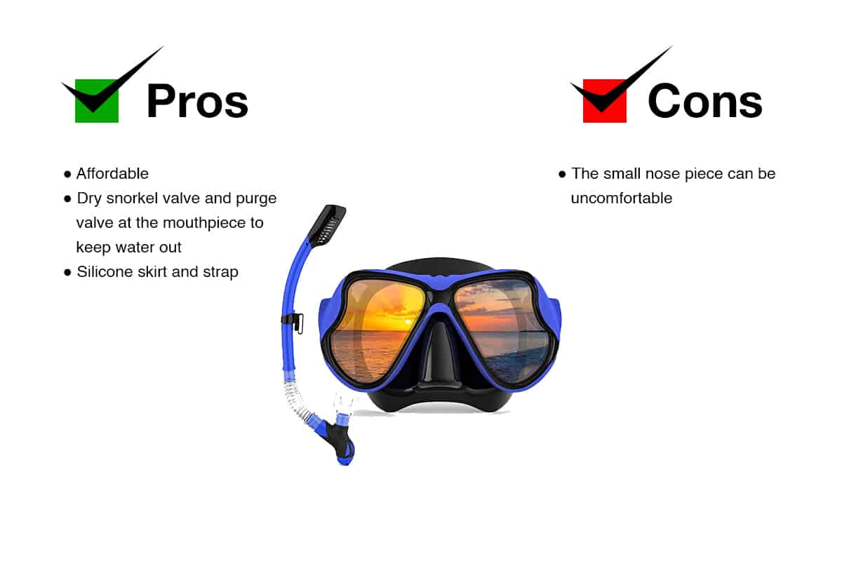 yiikii Snorkel Set for Adults Anti-Fog Anti-Leak Panoramic View Free Breathing Dry Top Snorkel Set with Travel Bag